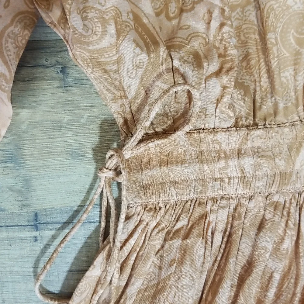 AMUSE SOCIETY Luciana Beach Vida Boho Coral Sand Paisley Peasant Mini Dress - Picture 5 of 15